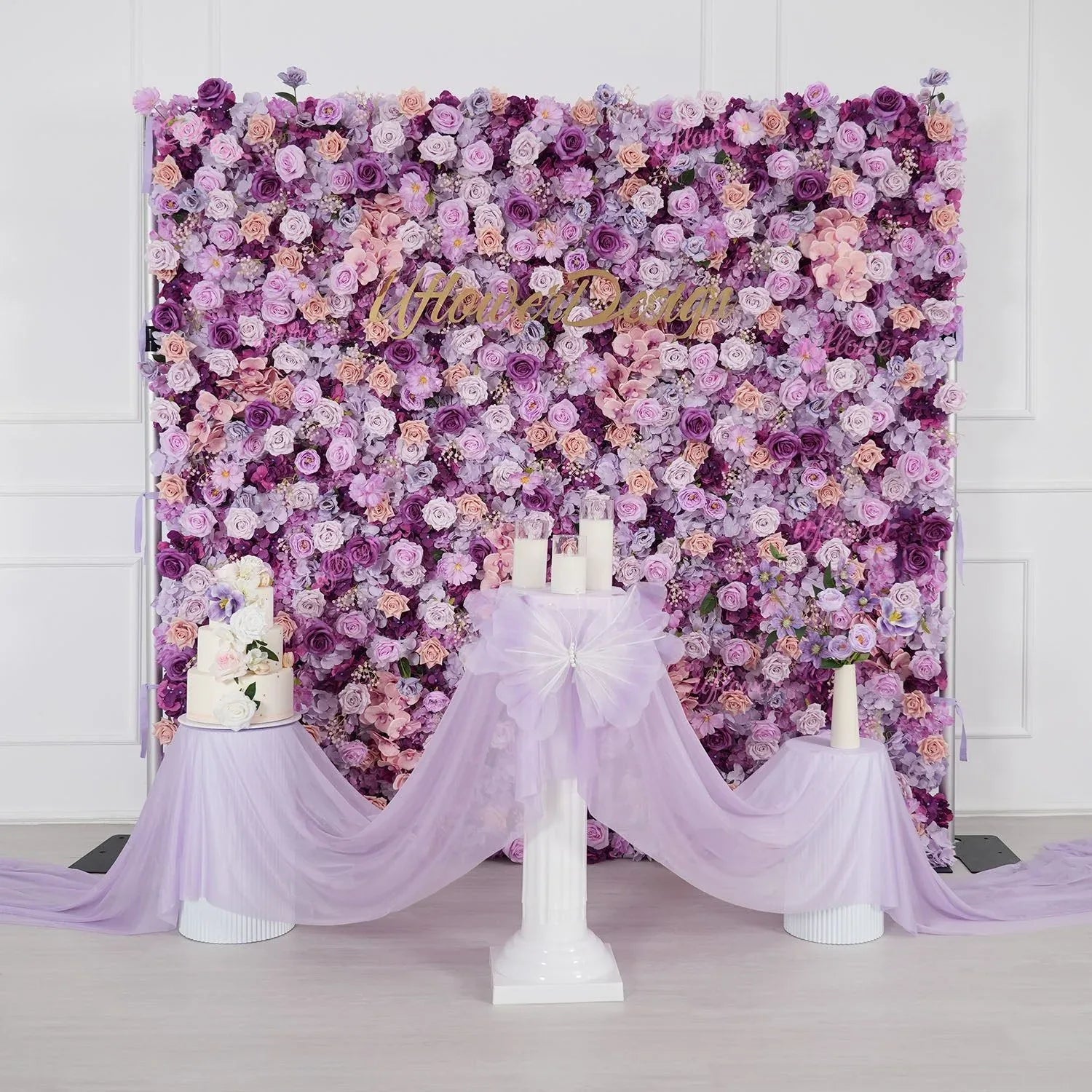 Uflower Purple Rose Flower Wall Backdrop Wedding Party Decoration SET8