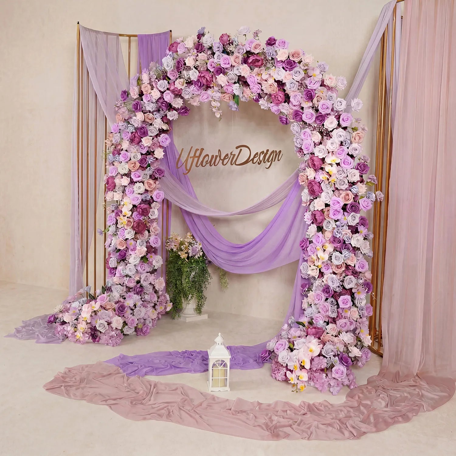 Uflower Purple Rose  Floral Door Arch Wedding Party Backdrop Decor SET80239
