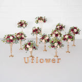 Uflower Red Rose Green Leaf Table Centerpieces Floral Ball Wedding Decoration MB80064-01 - Uflower