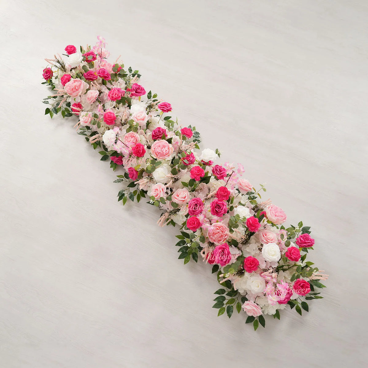 Uflower Décoration florale rose pour toile de fond de mariage, rangée de fleurs pour fête MC80083-01