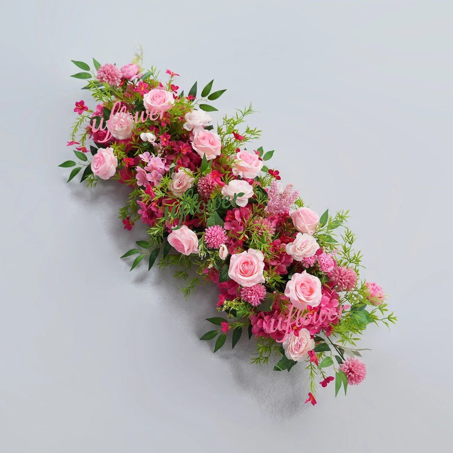 Uflower Rose Red Rose Greenery Flower Row Wedding KT Backdrop Decor SET80130 - Uflower