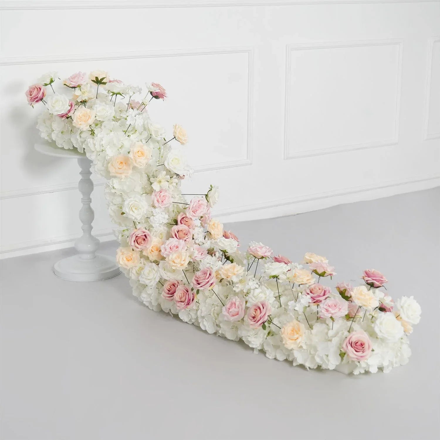 Uflower Champagne Pink Rose Table Runner Sofa Floral Wedding Backdrop Decor SET80132 - Uflower