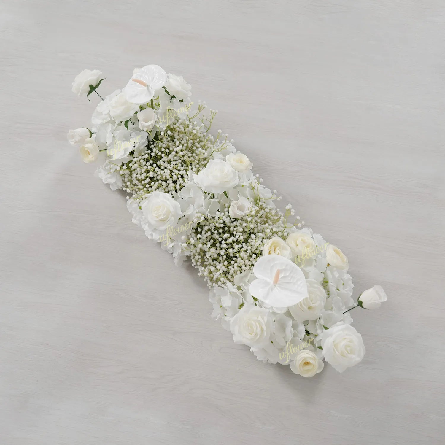 Uflower White Baby's Breath Flower Row Wedding KT Backdrop Decor SET80170