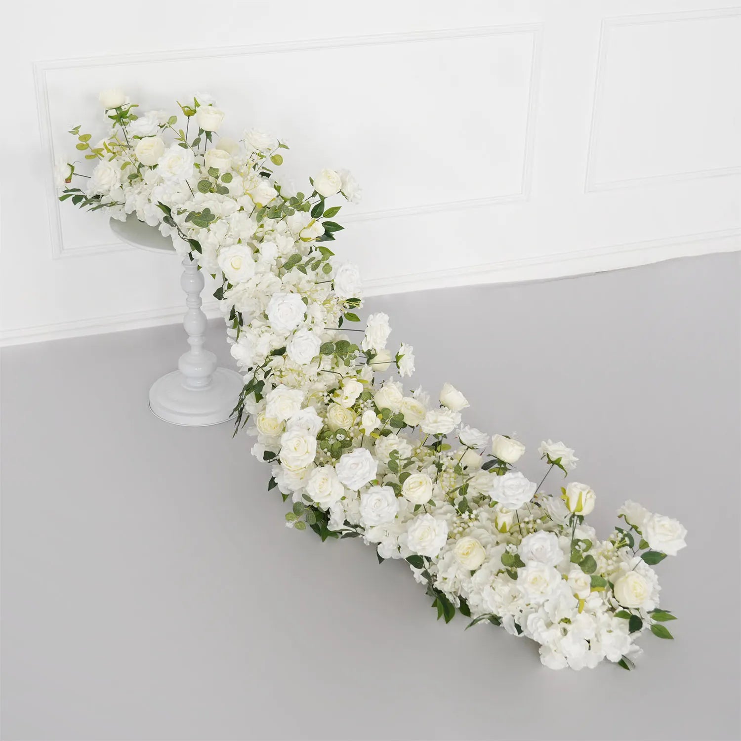 Uflower White Floral Arrangement Wedding Arch Backdrop Party Flower Row Decor MC80115-01