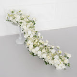 Uflower White Floral Arrangement Wedding Arch Backdrop Party Flower Row Decor MC80115-01