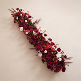 Uflower Luxury Burgundy Floral Row Wedding & Event Backdrop MC80308-01