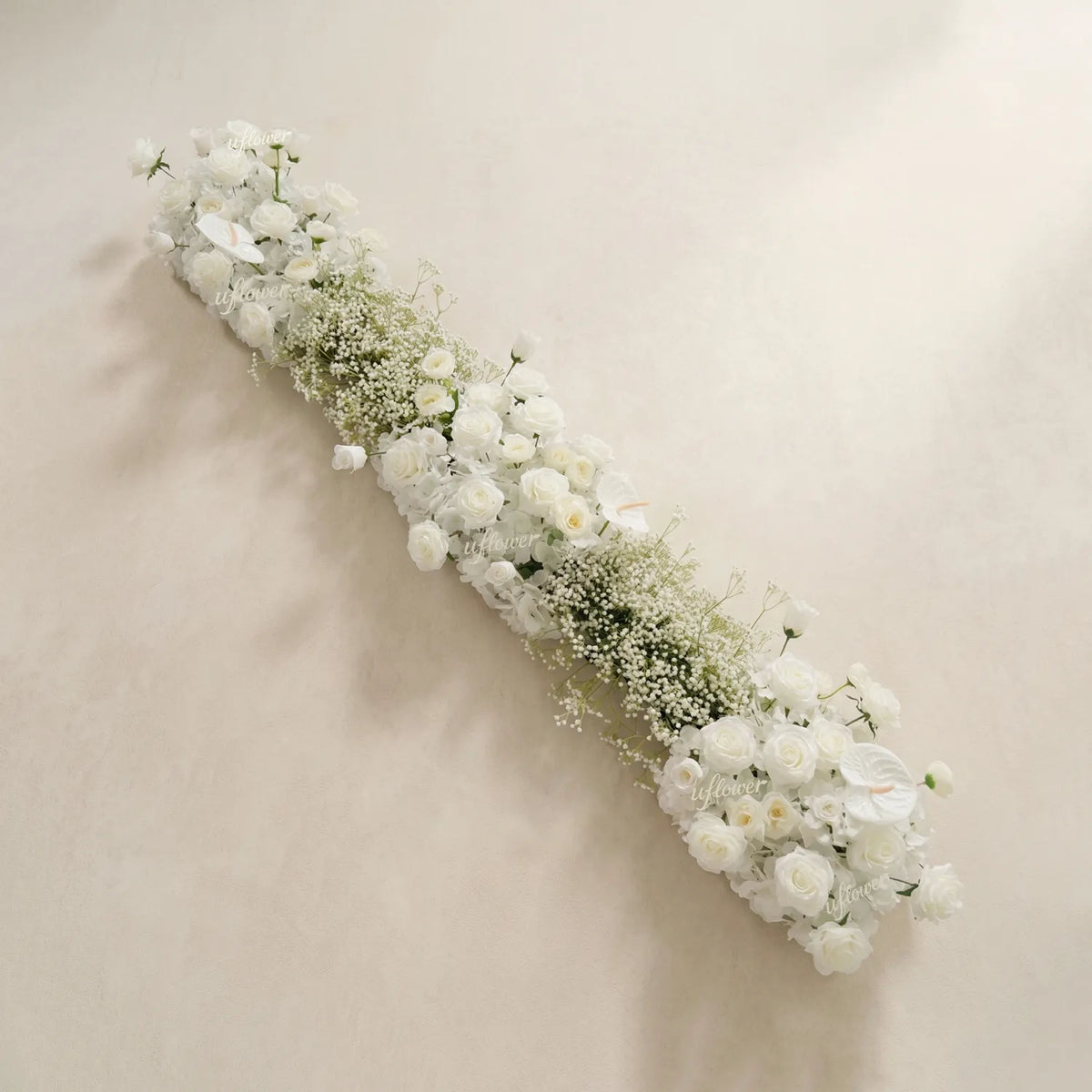 Uflower White Baby's Breath Flower Row Wedding KT Backdrop Decor SET80170