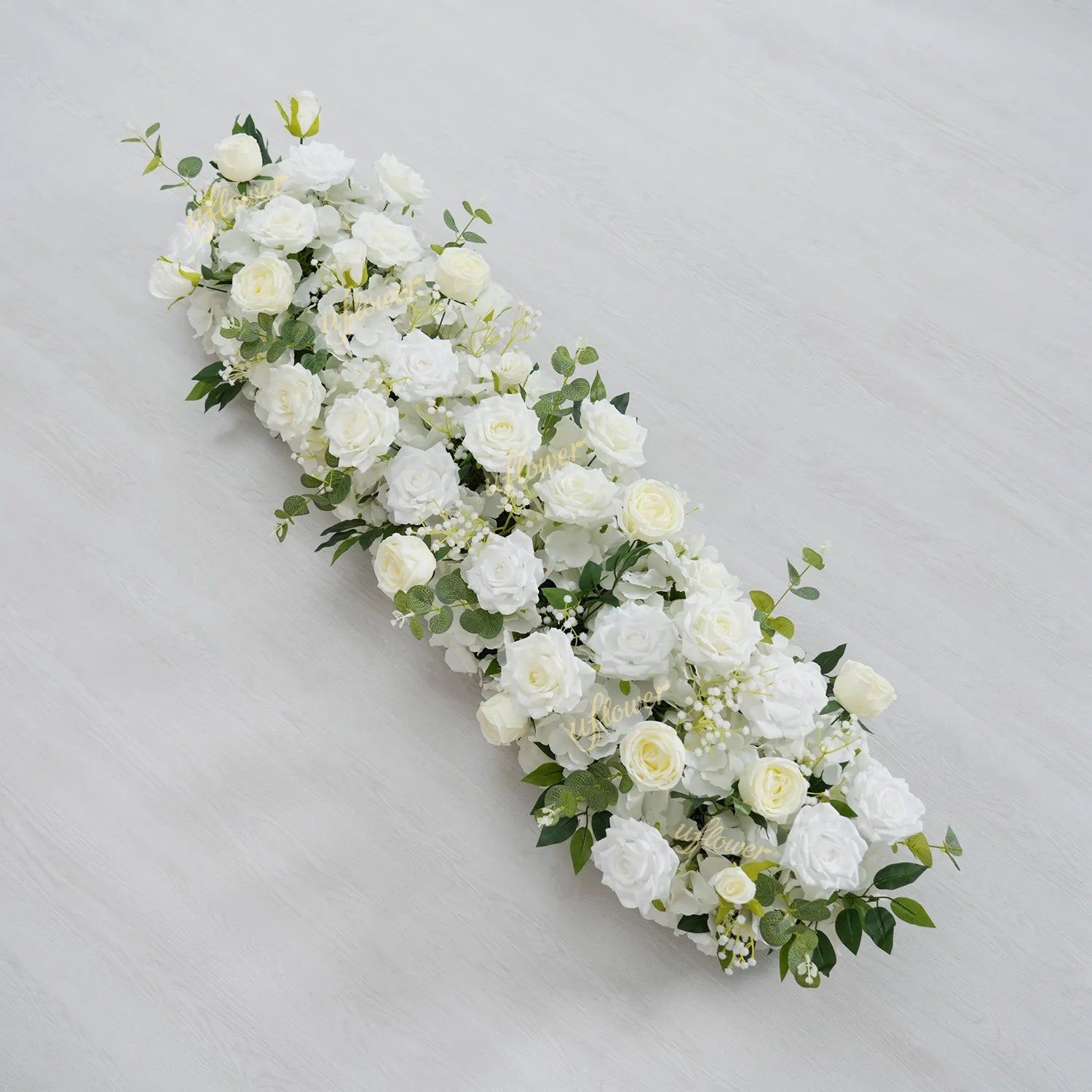 Uflower White Floral Arrangement Wedding Arch Backdrop Party Flower Row Decor MC80115-01
