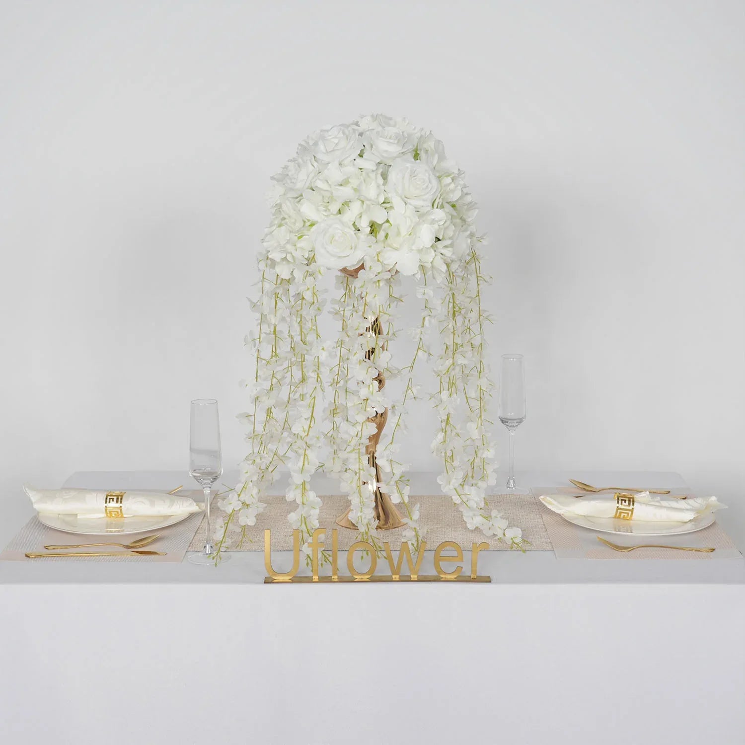 Uflower White Wedding Table Centerpiece Flower Arrangement MB80055-01 - Uflower