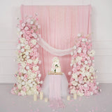 Uflower Artificial Pink White Wedding KT Backdrop Flower Row Decor SET80126 - Uflower