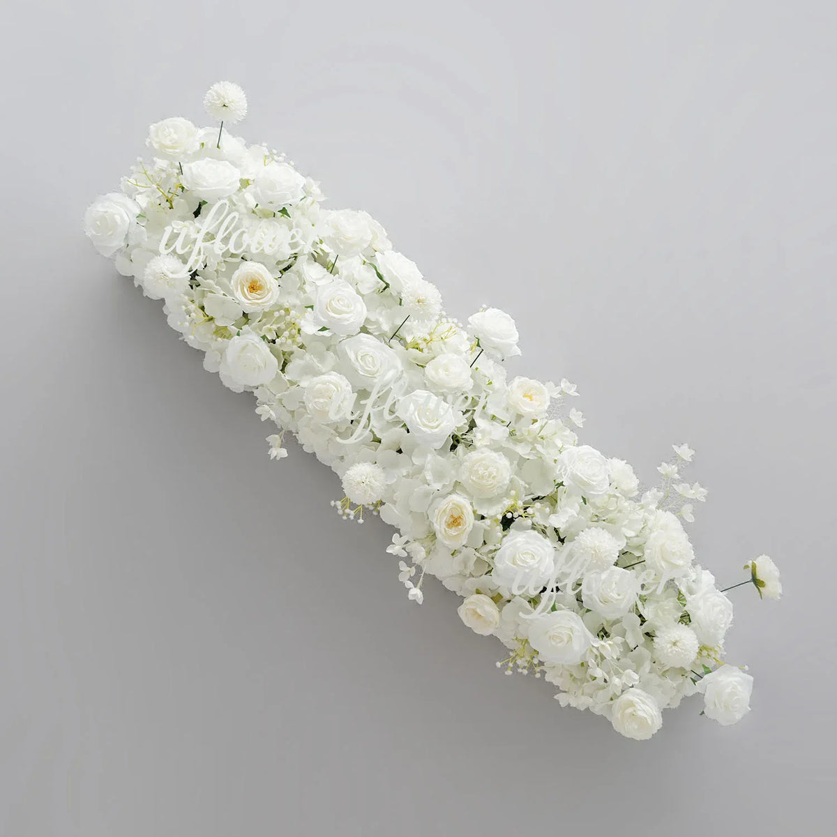 Uflower White Rose Table Runner Sofa Floral Wedding Backdrop Decor SET80136 - Uflower
