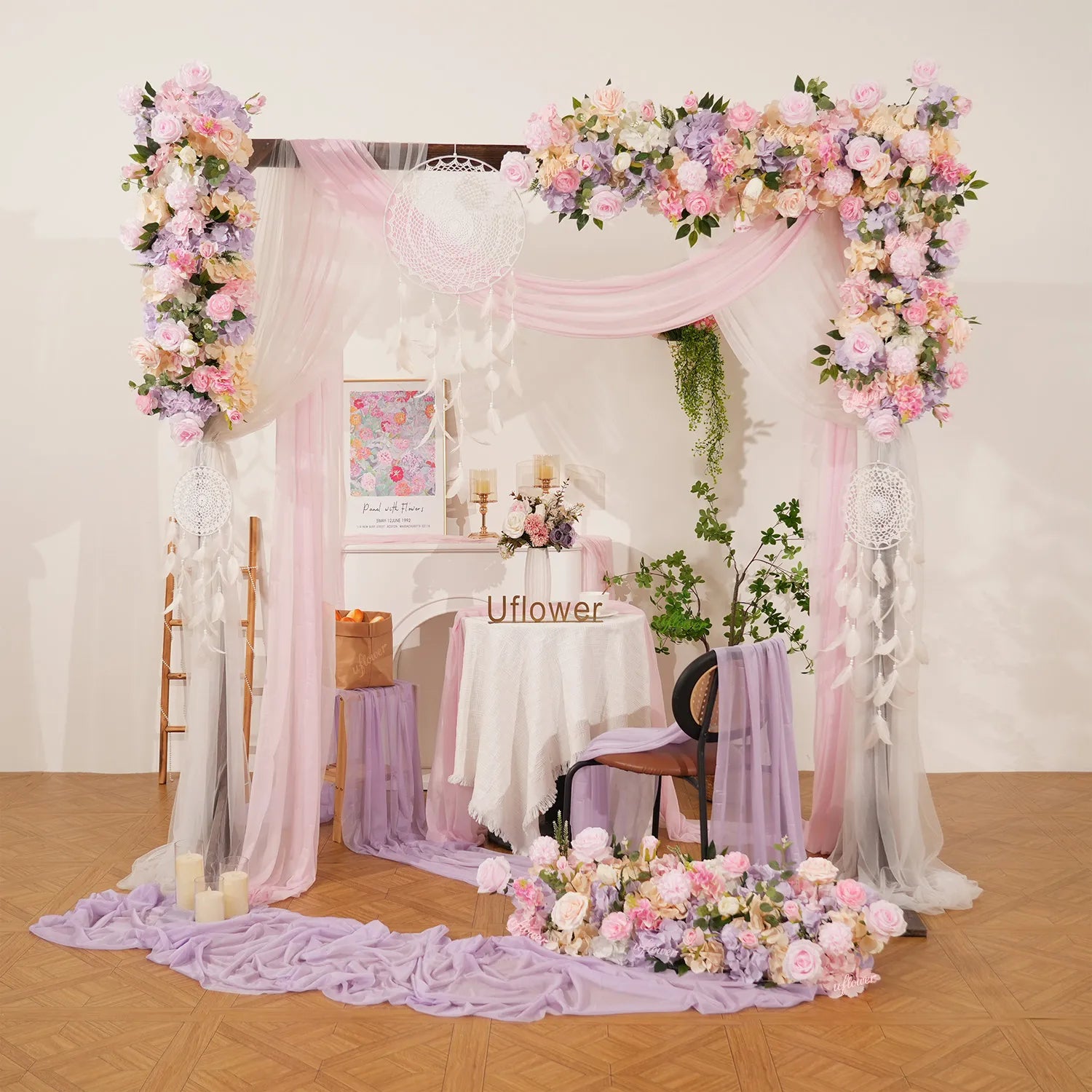 Uflower 100CM Mixcolor Flower Backdrops Wall Flower Row Decor MC80242-01