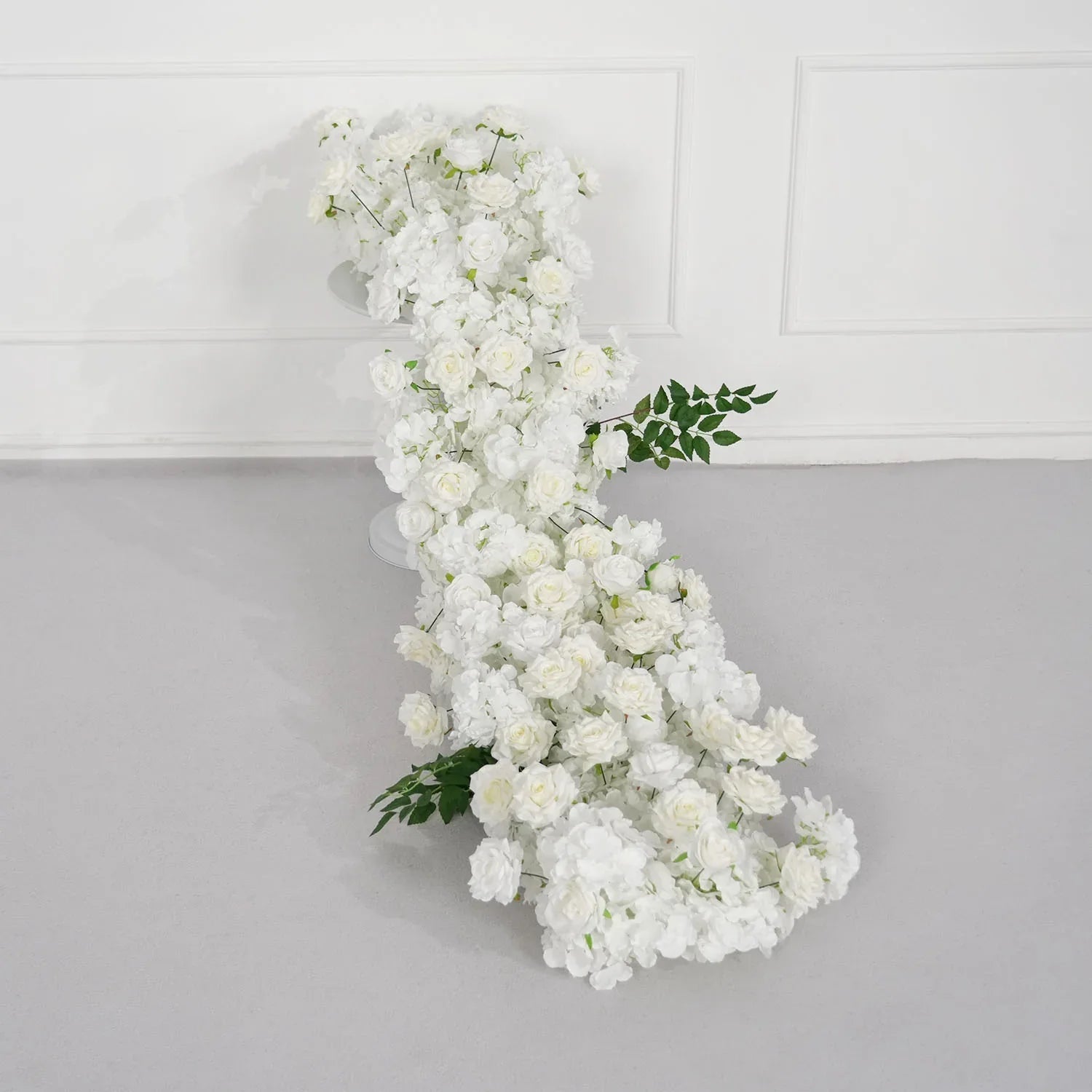 Uflower White Rose Table Runner Sofa Floral Wedding Backdrop Decor SET80120 - Uflower