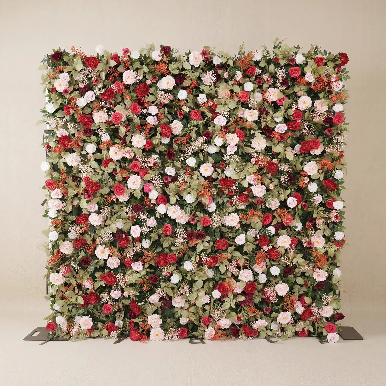 Uflower Red Pink Baby's Breath Floral Wall Wedding Backdrop Birthday Party Decor SET80245-01