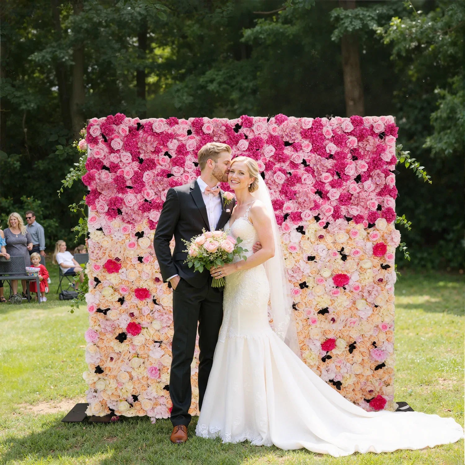 Uflower Rose Pink Gradient Flower Wall SET80046 - Uflower