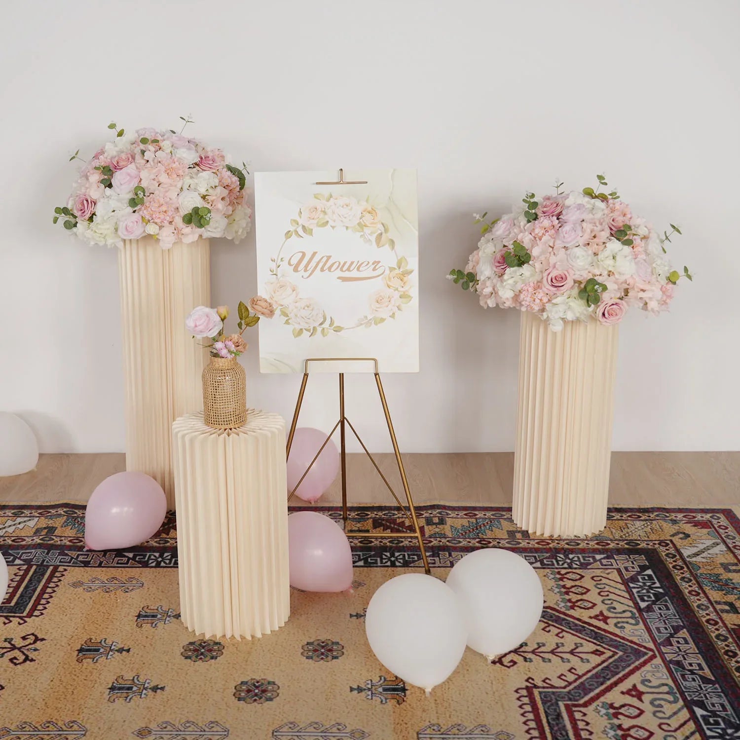 Uflower Pink Table Centerpiece Floral Ball Wedding Table Decoration MB80057 - Uflower