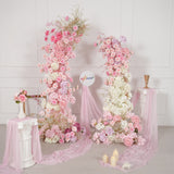 Uflower Décoration d'arche florale rose et blanche pour fête de mariage SET80238