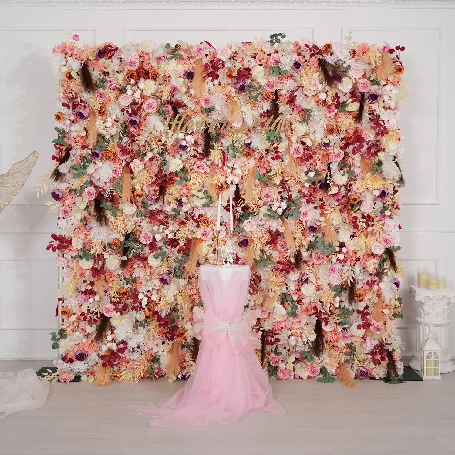 Uflower Champagne Khaki 5D Flower Wall Wedding Party Proposal Decor SET80175 - Uflower