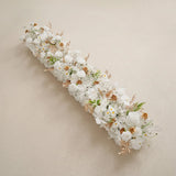 Uflower White Gold Floral Row Wedding & Party Table Runner Decor MC80314-01