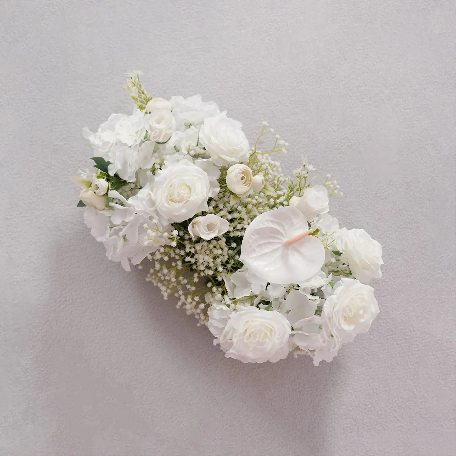 Uflower White Baby's Breath Flower Row Wedding KT Backdrop Decor SET80170