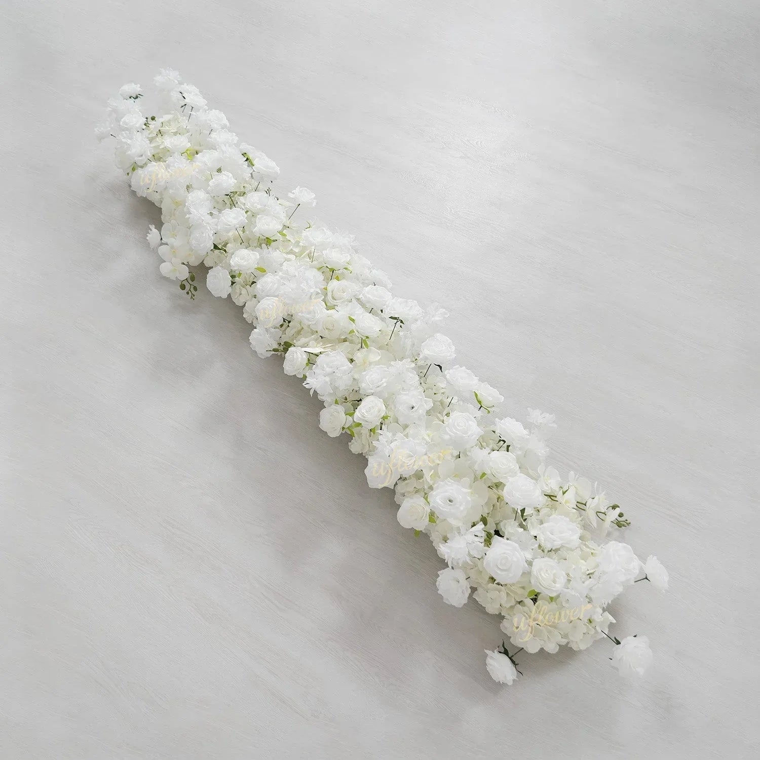 Uflower White Orchid Rose Table Runner Sofa Floral Wedding Backdrop Decor SET80185 - Uflower