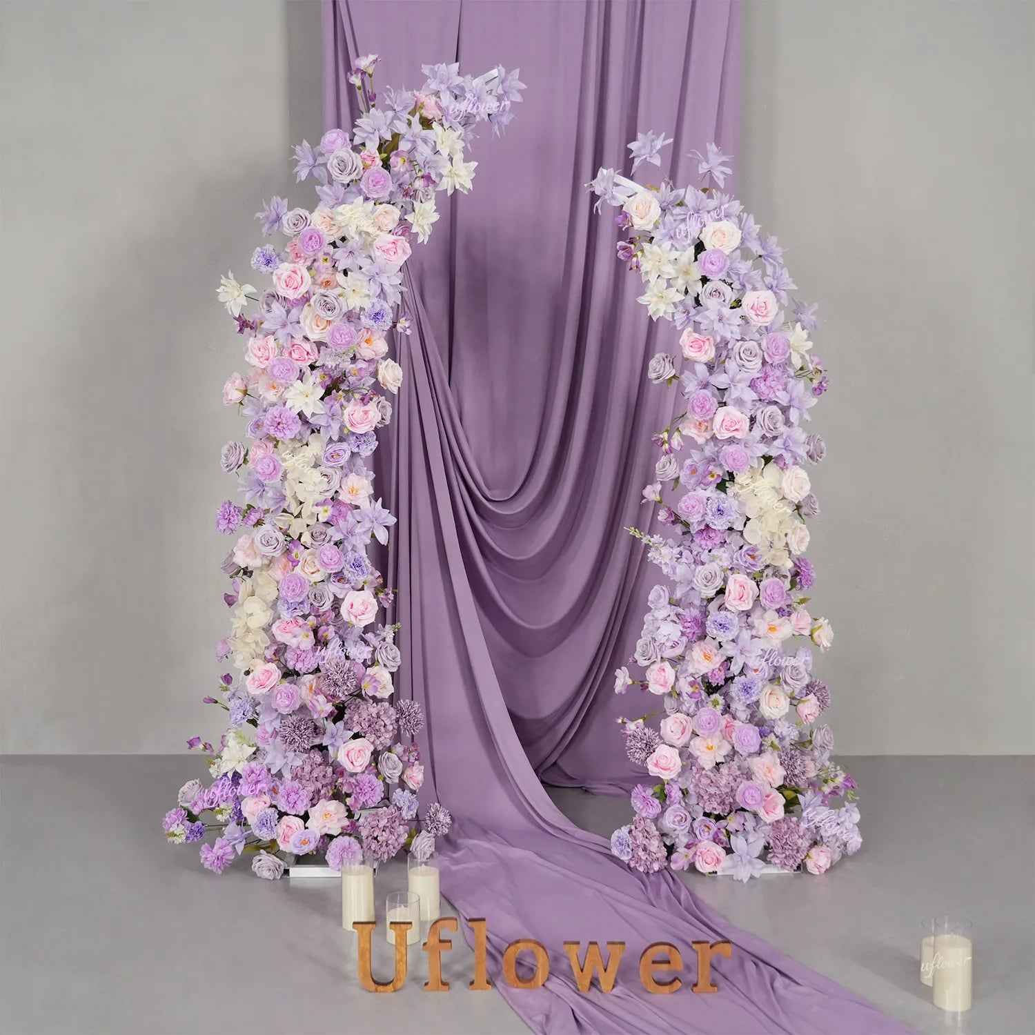 Uflower Purple Floral Horn Arch Wedding Party Backdrop Decor SET80243-01