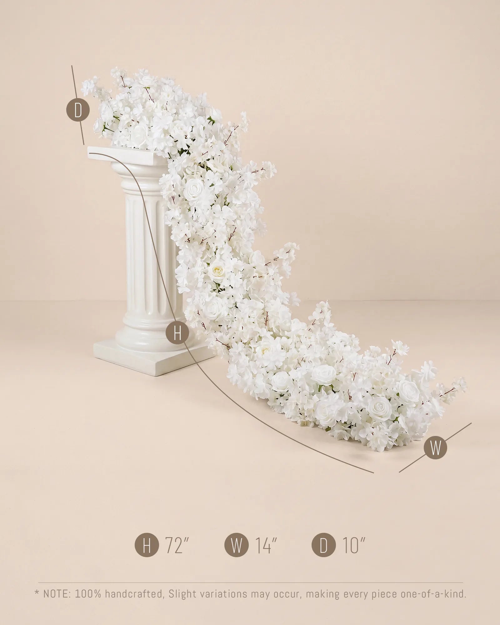 Uflower 200cm White Rose & Sakura Blossom Flower Row with Drapes MC89001-02