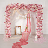 Uflower Pink Rose Floral Square Arch Wedding Party Backdrop Decoration SET80236