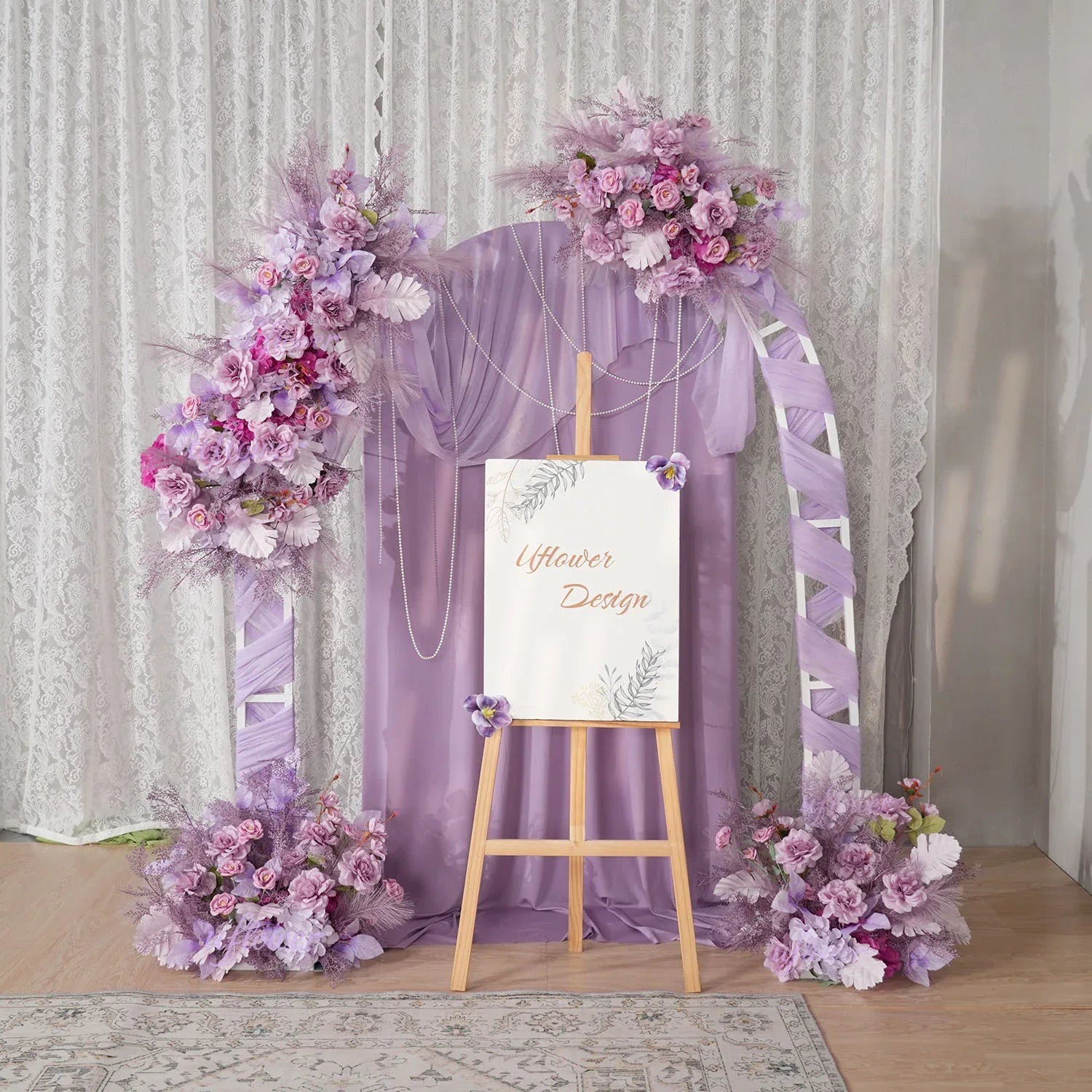 Uflower Purple Flower Arrangement Wedding Party Backdrop Floral Props SET80156 - Uflower