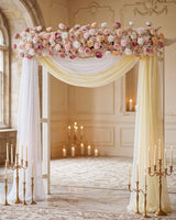 Uflower 200cm Rangée de Fleurs Rose Pastel & Blanc avec Draps MC89003-02