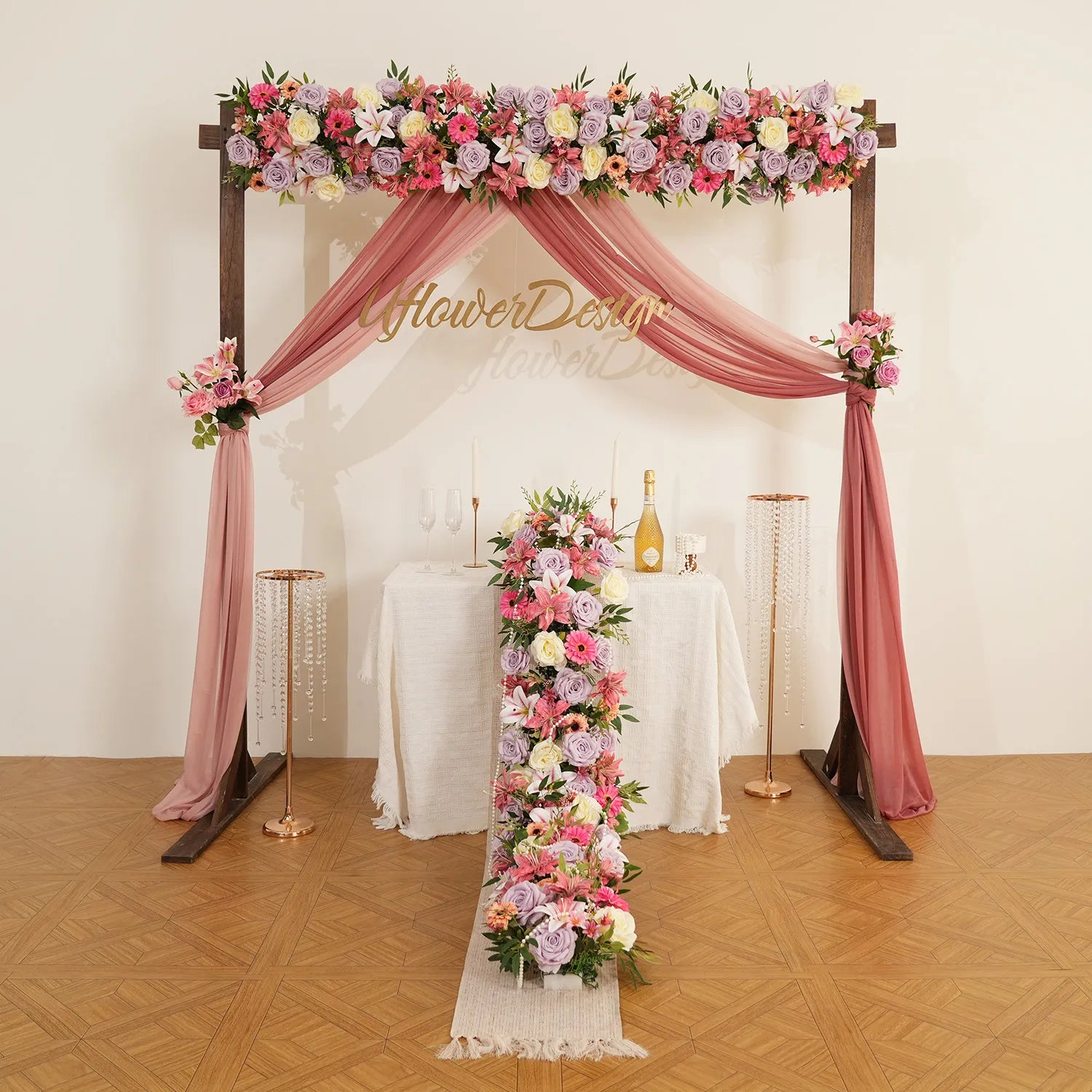 Uflower Artificial  Roses Purple Mixcolor Series Wedding Flower Row Decorate MC80248-01