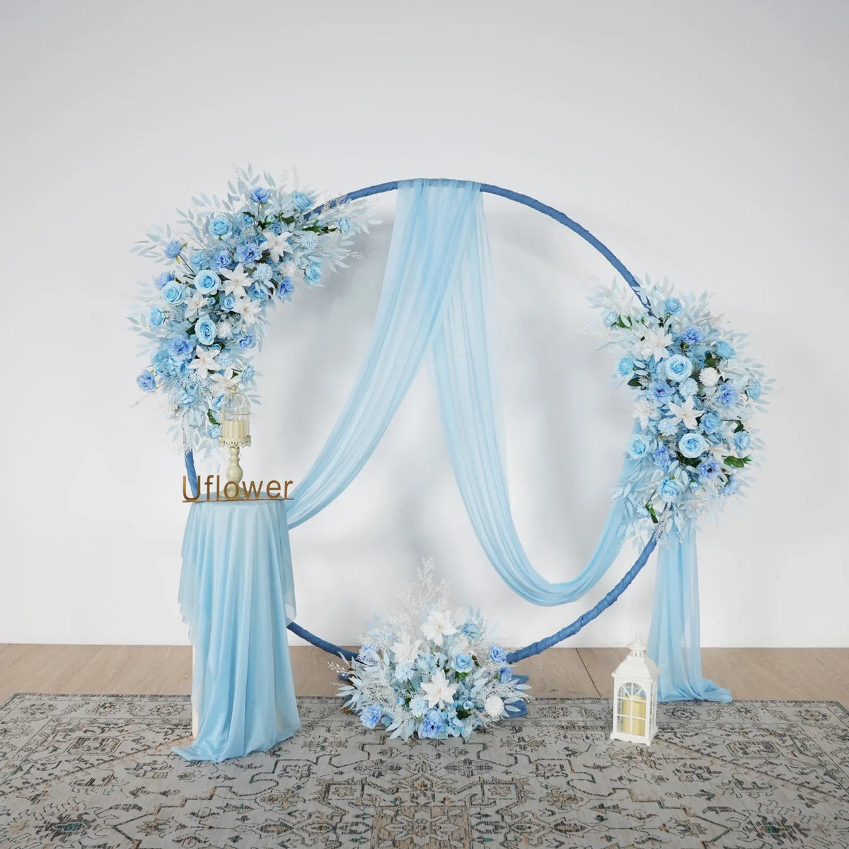 Artificial Blue Wedding KT Backdrop Flower Row Decor SET80074 - Uflower