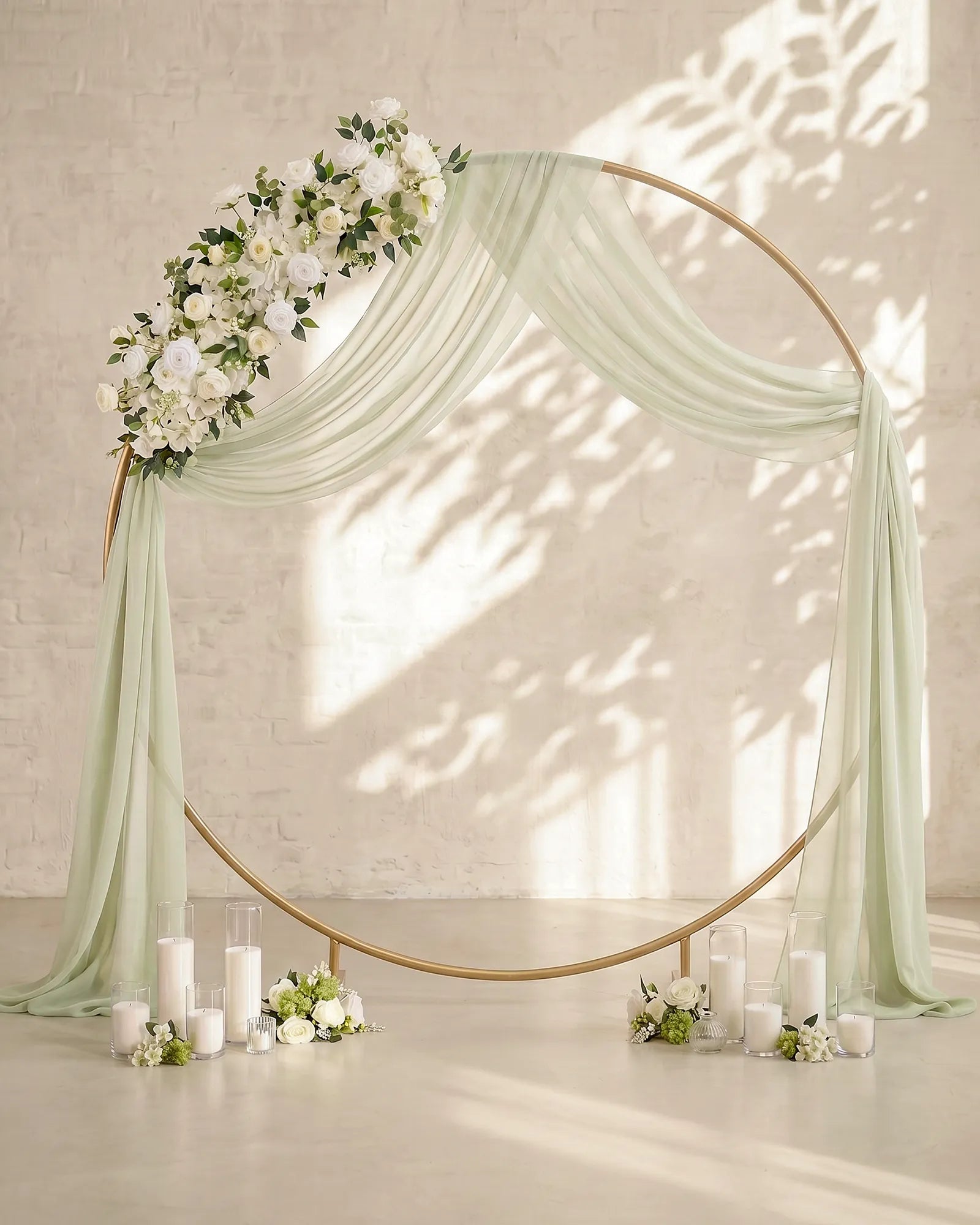 Uflower 100cm White Rose Greenery Flower Row with Drapes MC89004-01