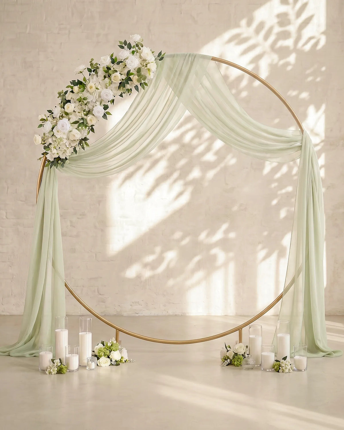 Uflower 100cm White Rose Greenery Flower Row with Drapes MC89004-01