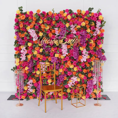 Uflower Artificial Flower Wall Colorful Rose Floral Backdrop Wedding Party Proposal Decor SET80068-01 - Uflower