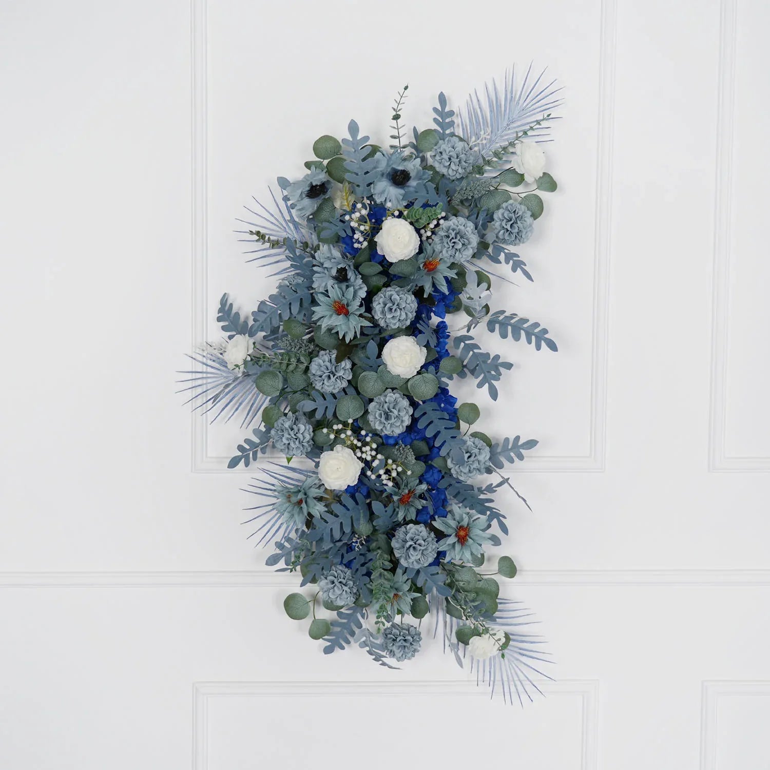 Artificial Grayish Blue Wedding KT Backdrop Flower Row Decor SET80072 - Uflower