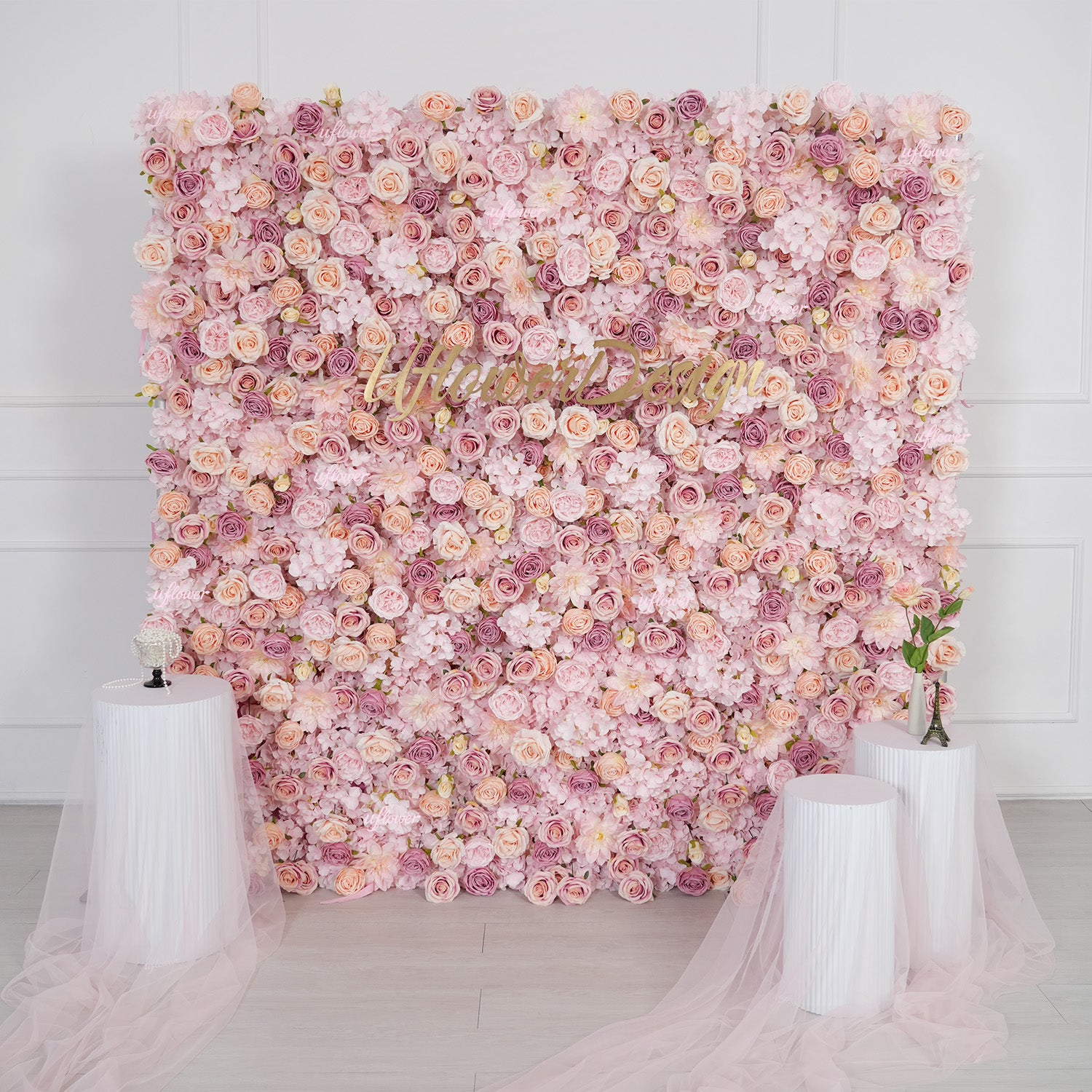 UflowerBlush Rose Flower Wall Backdrop Wedding Party Decoration SET80093-01