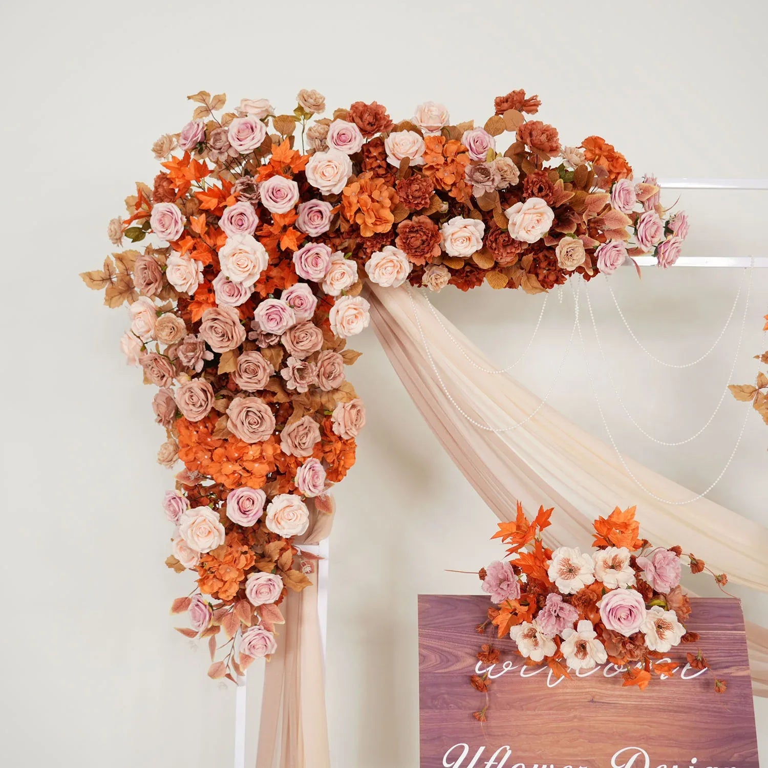Uflower Artificial Autumn Pink Flower Row Wedding KT Backdrop Decor SET80122 - Uflower