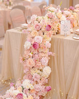 Uflower 100cm Rangée de fleurs rose pastel et blanc avec draperies MC89003-01