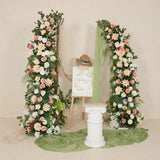 Uflower Pink White Greenery Horn Arch Wedding Backdrop Party Event Decor Props SET80252-01