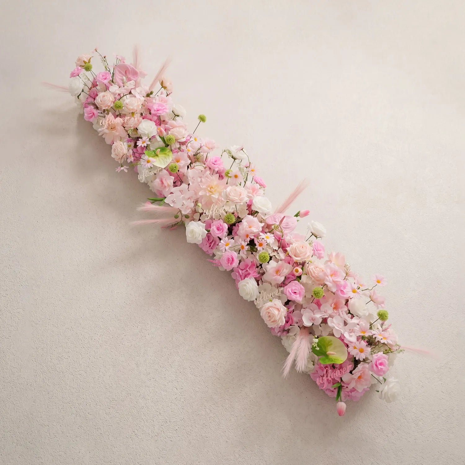 Uflower Light Pink Floral Row Wedding & Party Table Runner Decor MC80311-01