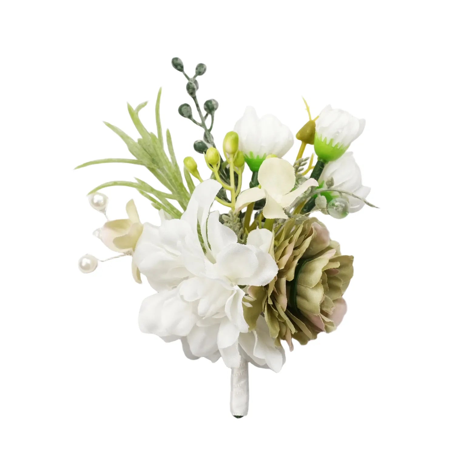 Uflower Boutonnieres in Green White MG80008-03*6