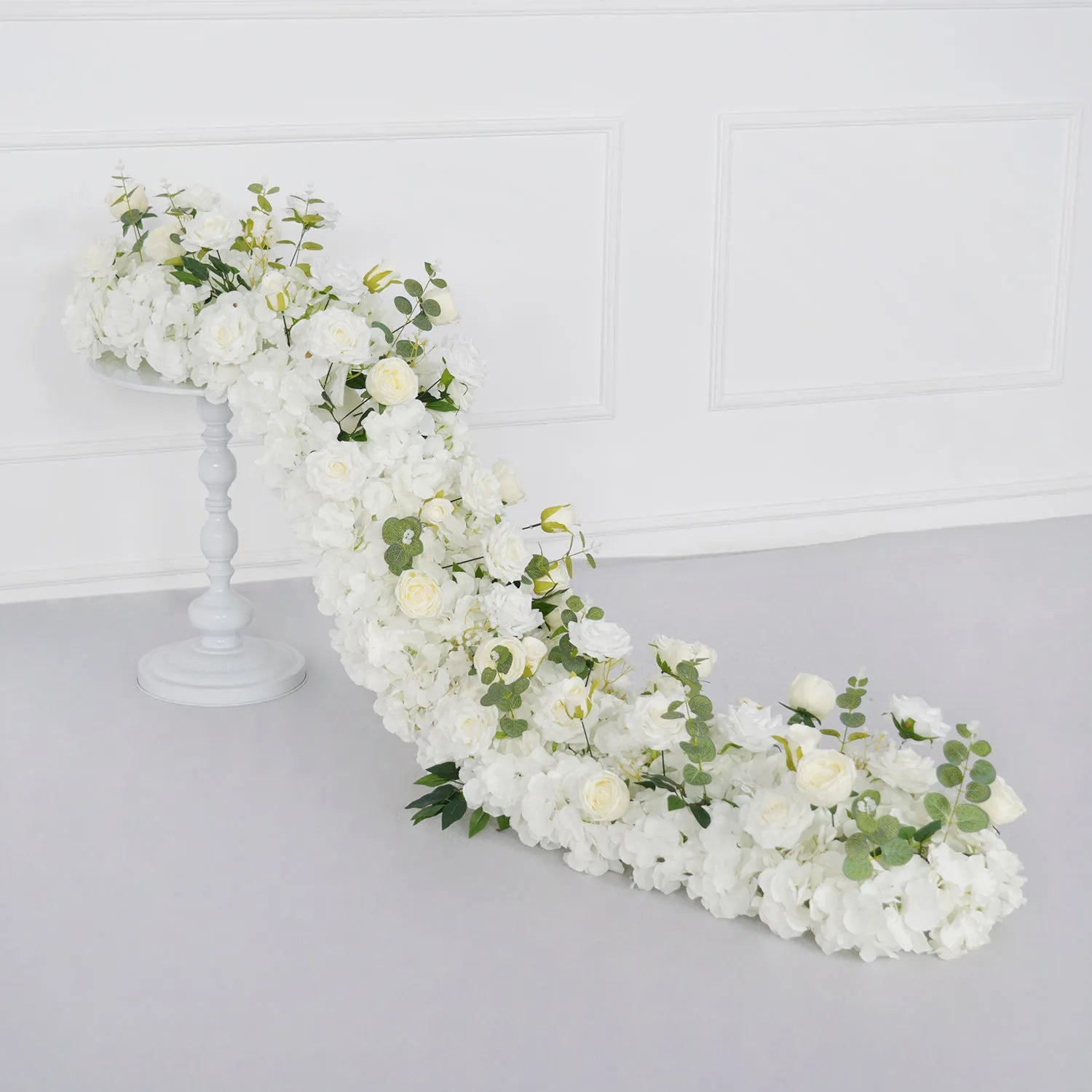 Uflower White Floral Arrangement Wedding Arch Backdrop Party Flower Row Decor MC80115-01