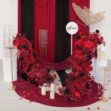 Uflower Red Roses Backdrop Wall Flower Row Wedding Decor MC80210-02