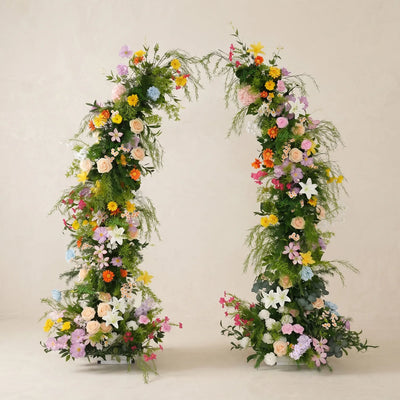 Uflower MIxcolor Flower Greenery Horn Arch Wedding Backdrop Party Event Decor SET80251-01