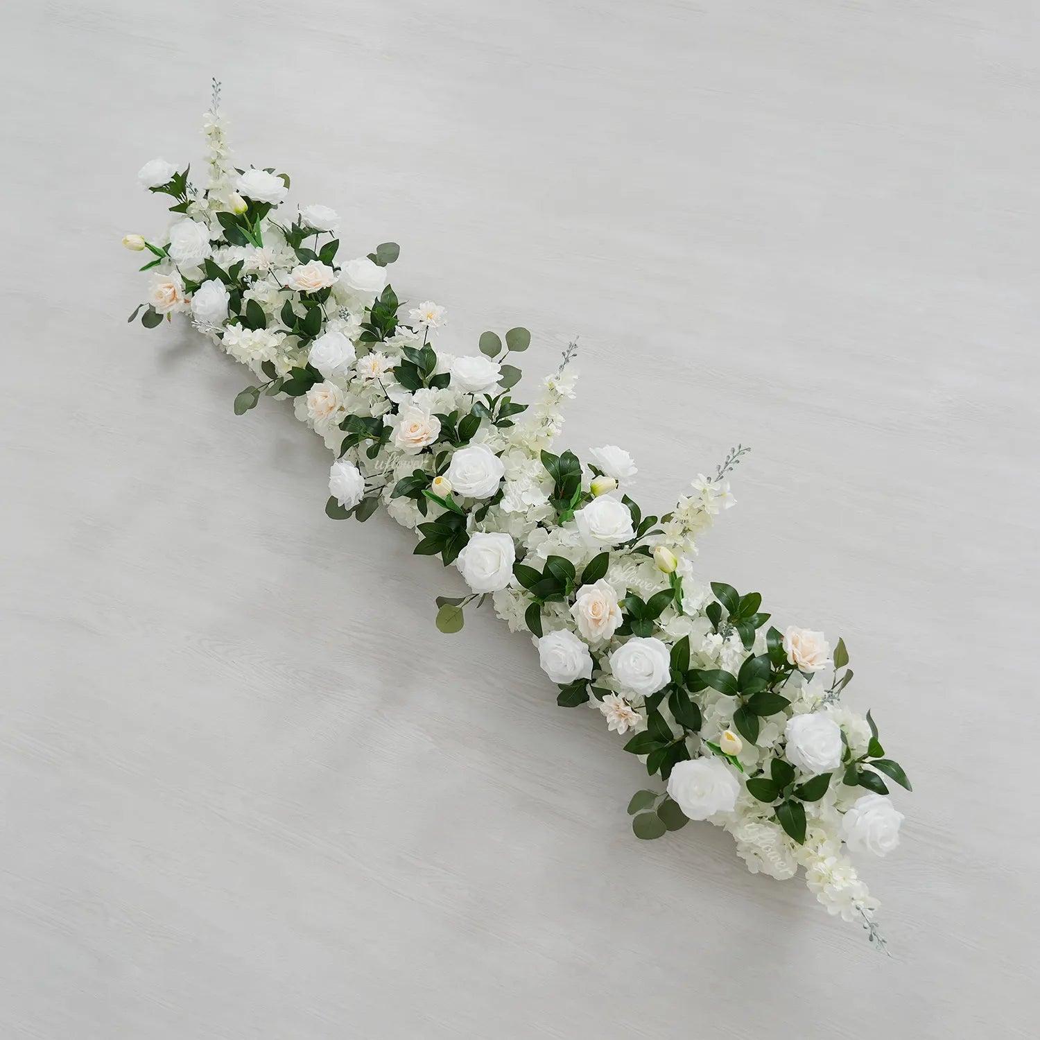 Uflower White Rose Greenery Sofa Table Runner Floor Flower Arrangement MC80222-04
