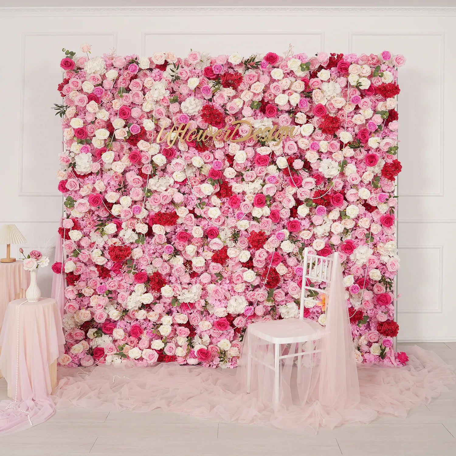 Uflower Pink Flower Wall Wedding Party Proposal Decor SET80228