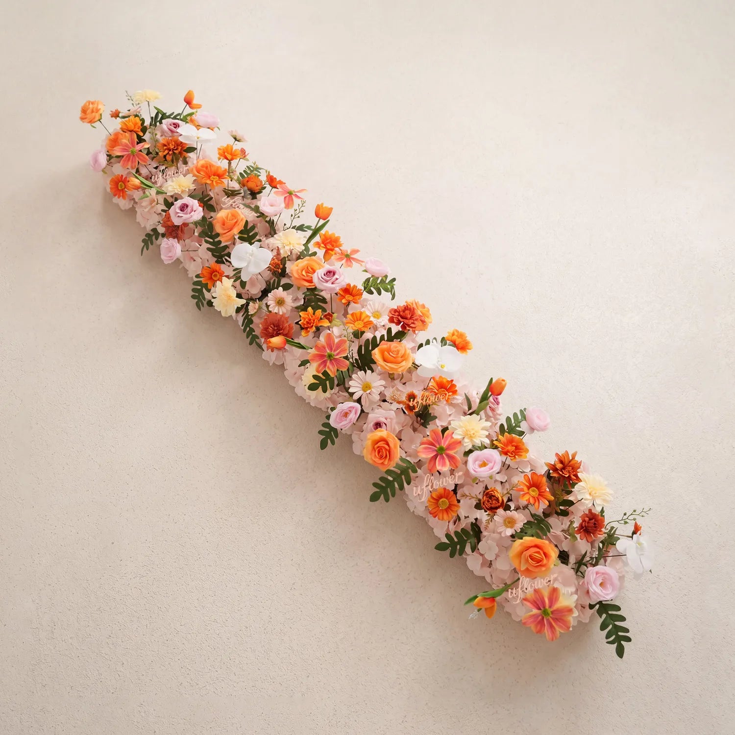 Uflower Orange Table Runner Sofa Floral Wedding Backdrop Decor MC80307-01