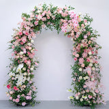 Uflower Pink Green Rose Door Arch Floral Arrangement Set DD02833