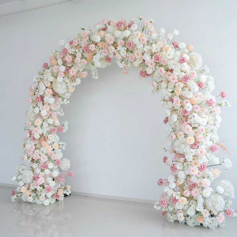 Uflower Pink White Rose Door Arch Floral Arrangement Set DD03111